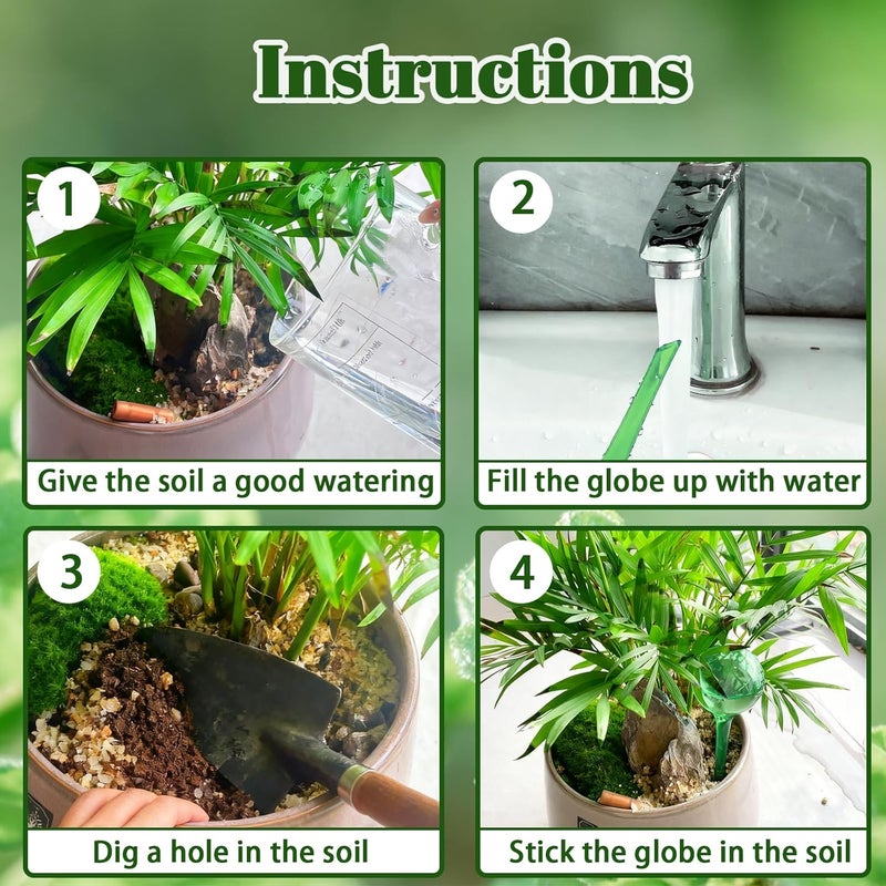 Pesilo 10 Pcs Self Watering Globes, Plant Watering Globes Automatic Watering Bulbs for Indoor Outdoor, Vacation Potted Plant Care Water Conservation Device (Green) - Image 4